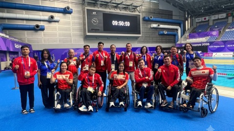 Trưởng đoàn Nguyễn Trọng Hổ động viên VĐV Việt Nam trước thềm Asian Para Games 5